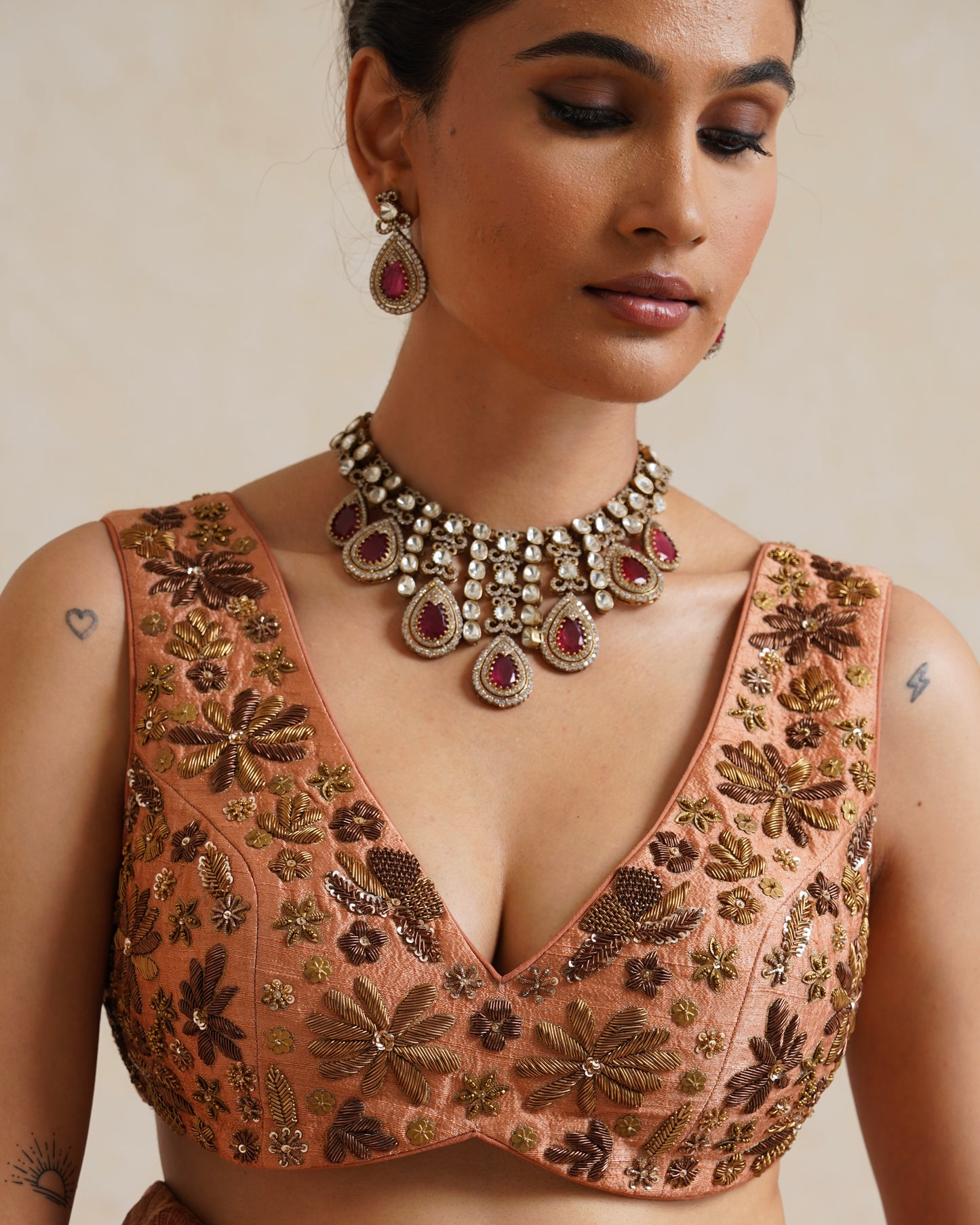 Gulbahar Ruby Drop Choker