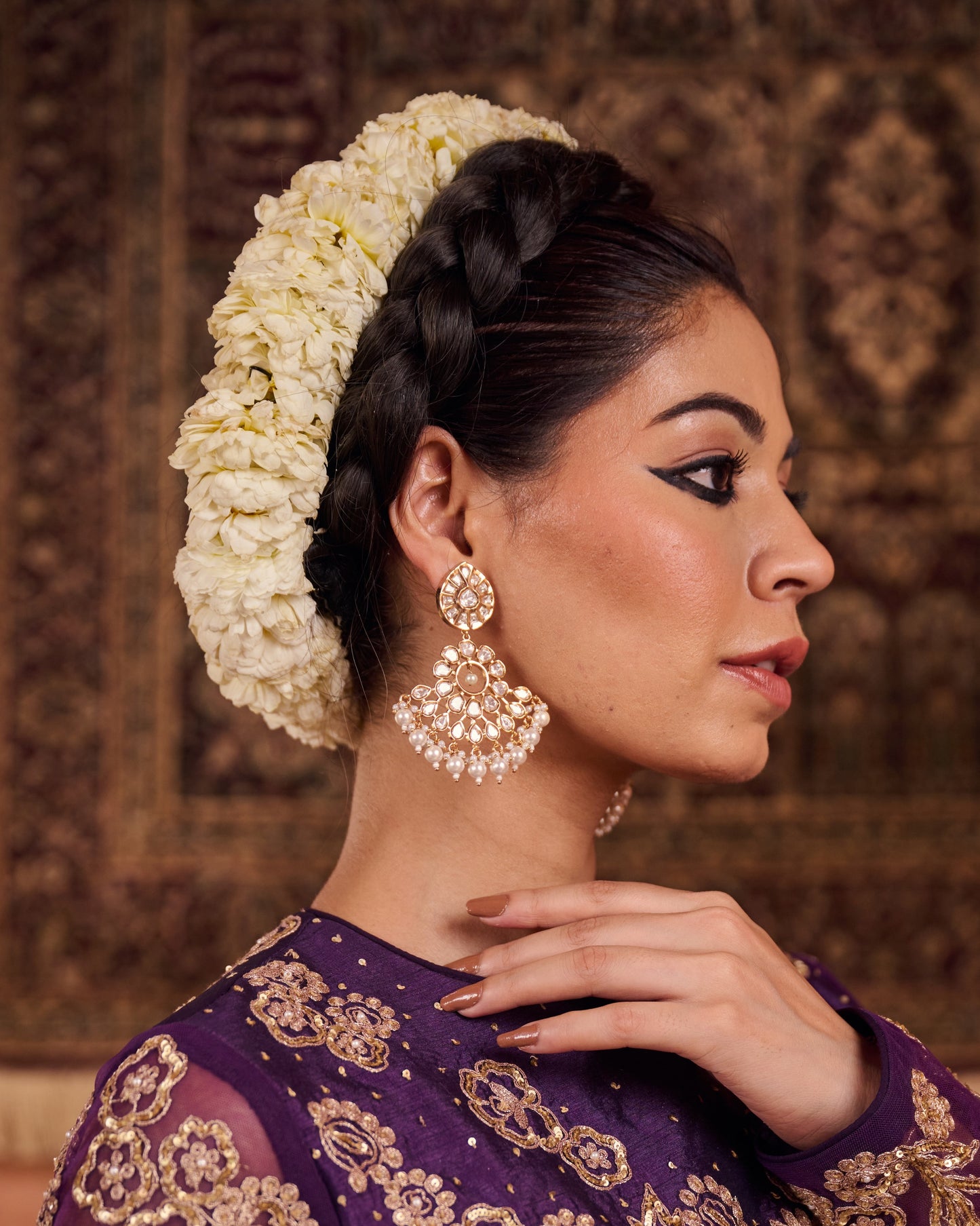 Suryapushp Polki Gold Earrings