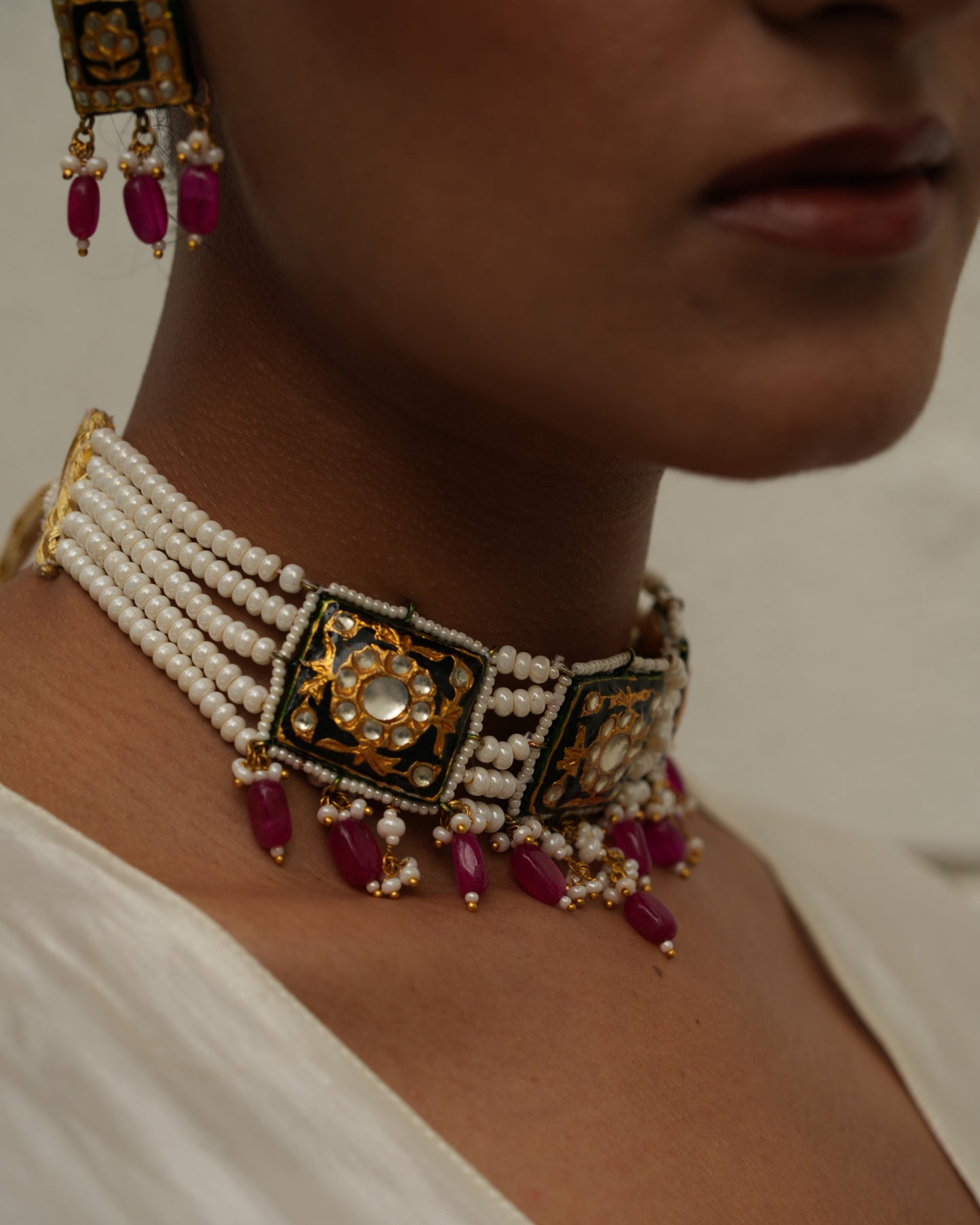 Rajwada black meenakari choker set