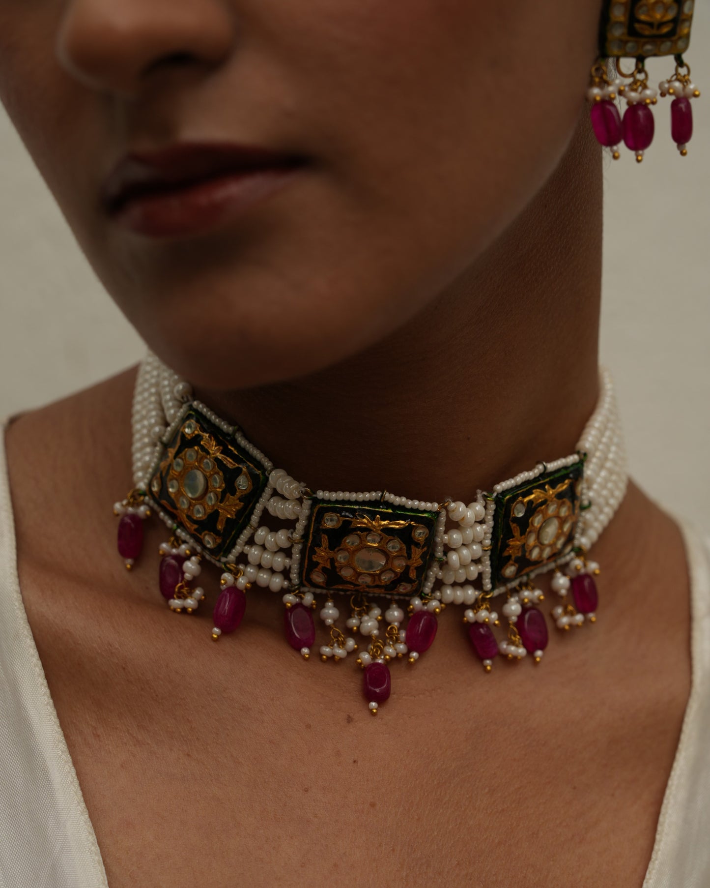 Rajwada black meenakari choker set