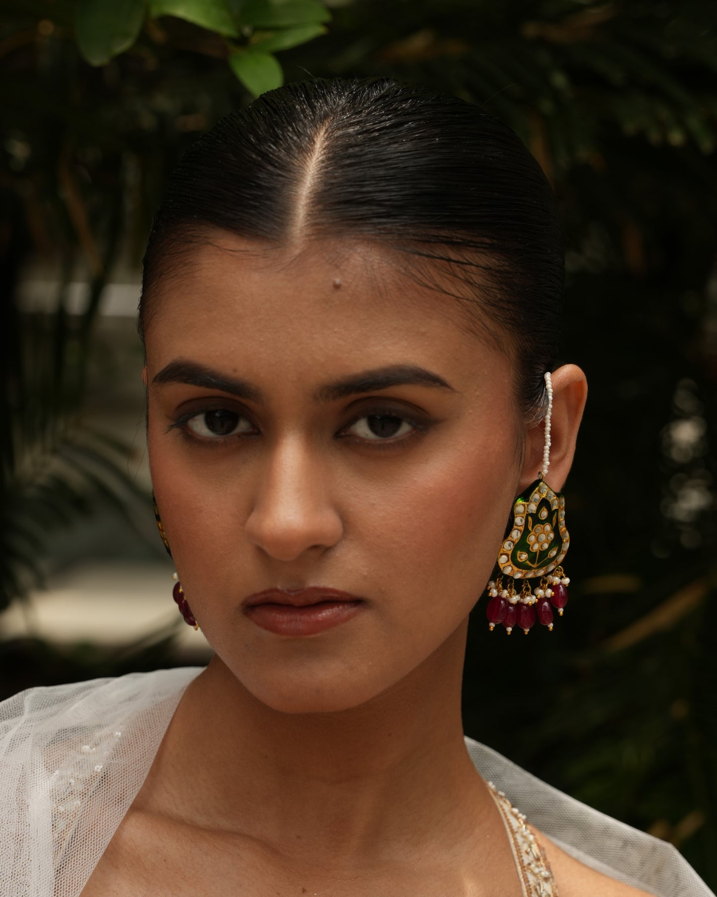 Dhaal emerald meenakari jadau earrings