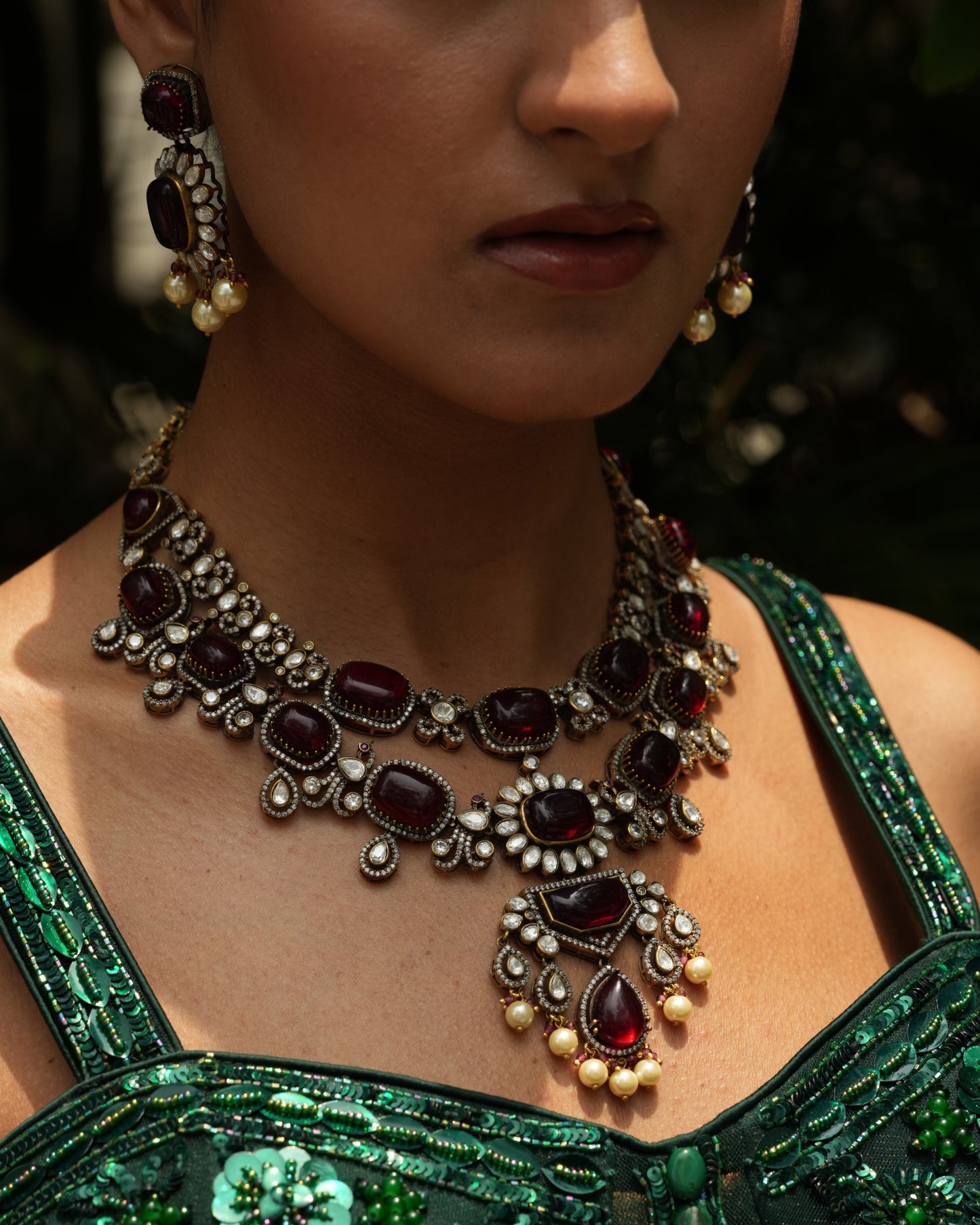 Chandrakala Ruby Moissanite Haar