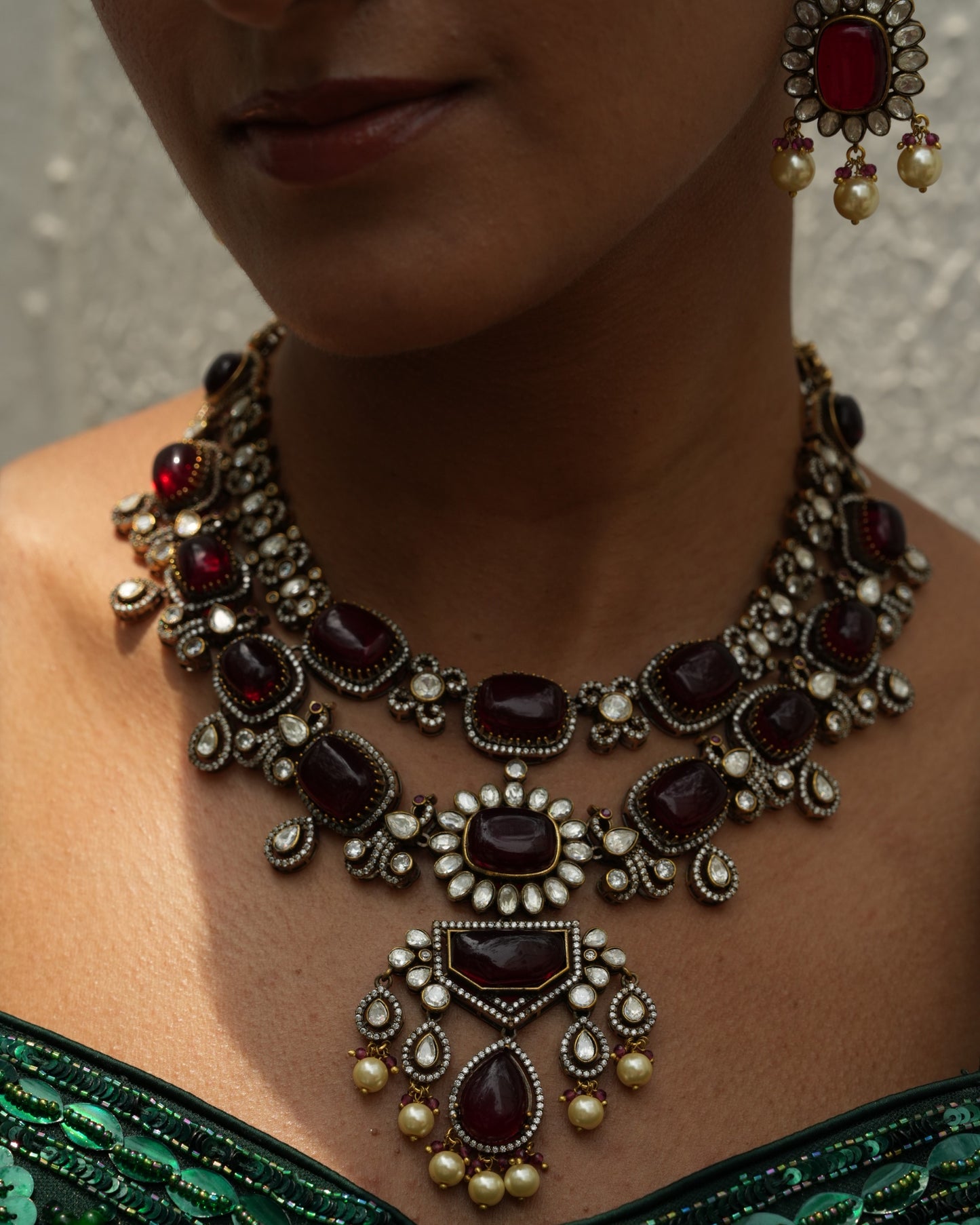 Chandrakala Ruby Moissanite Haar