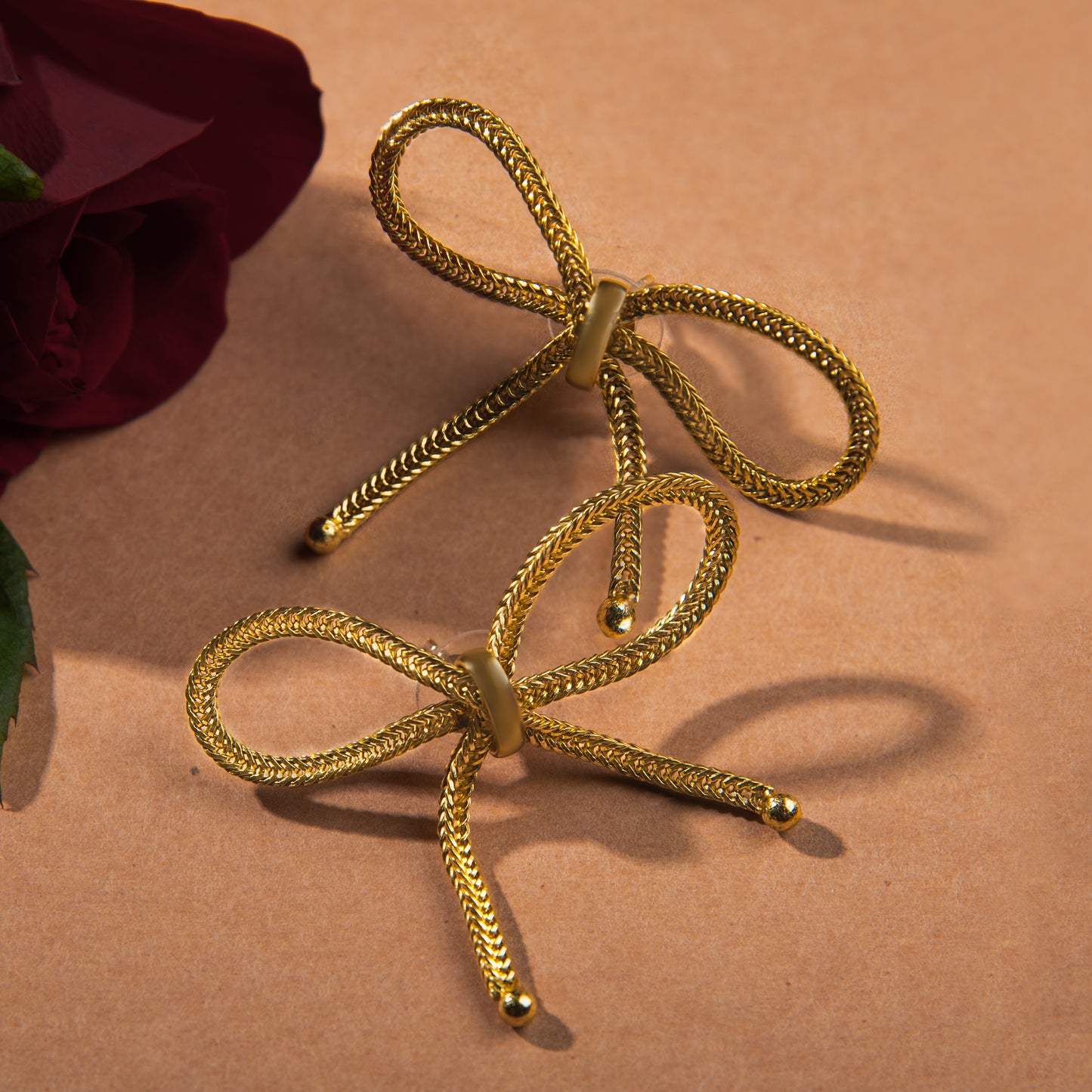 Amy Bow Gold Brass Earrings