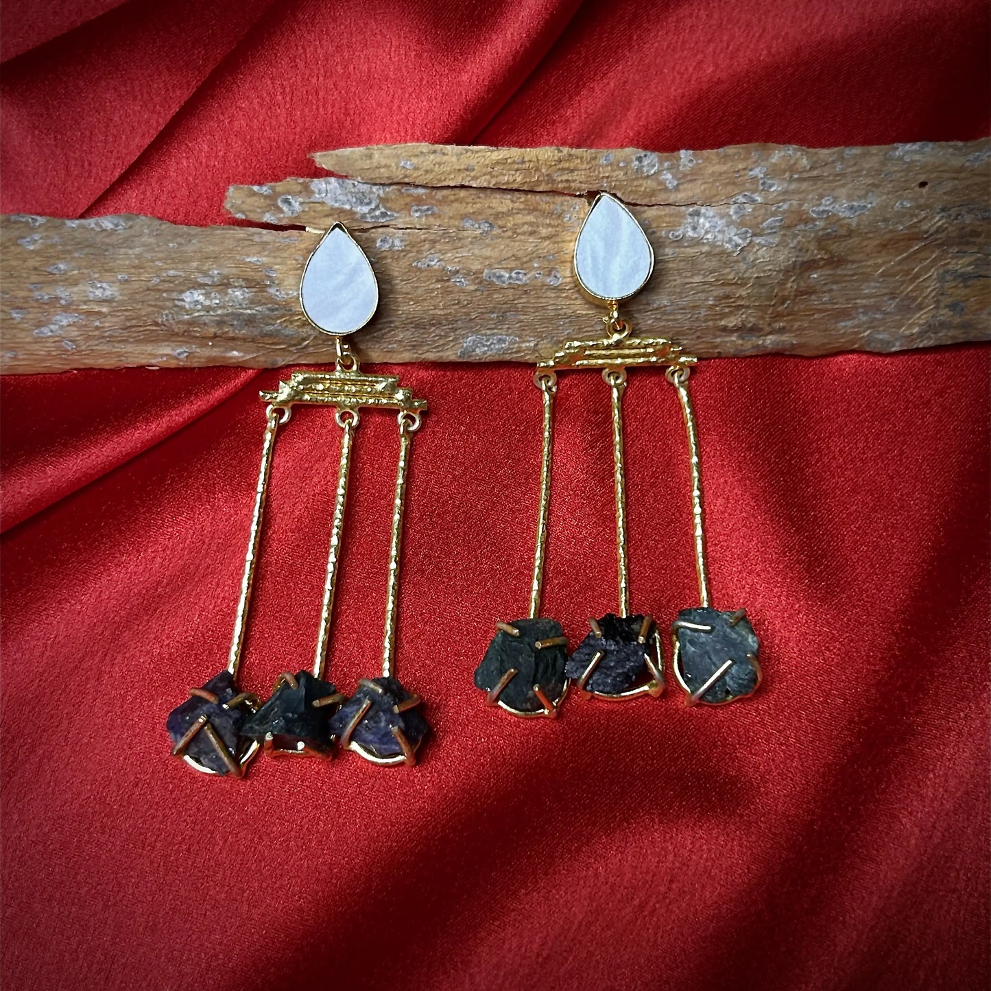 Azura natural black stone earrings