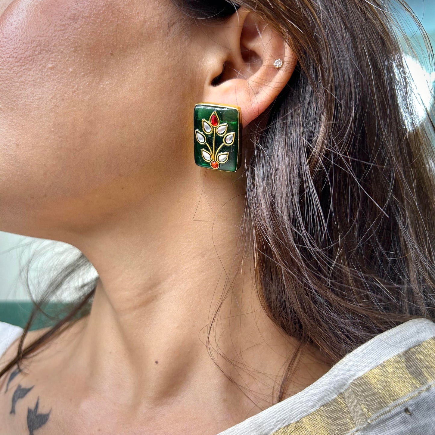 Ghazal emerald green earrings