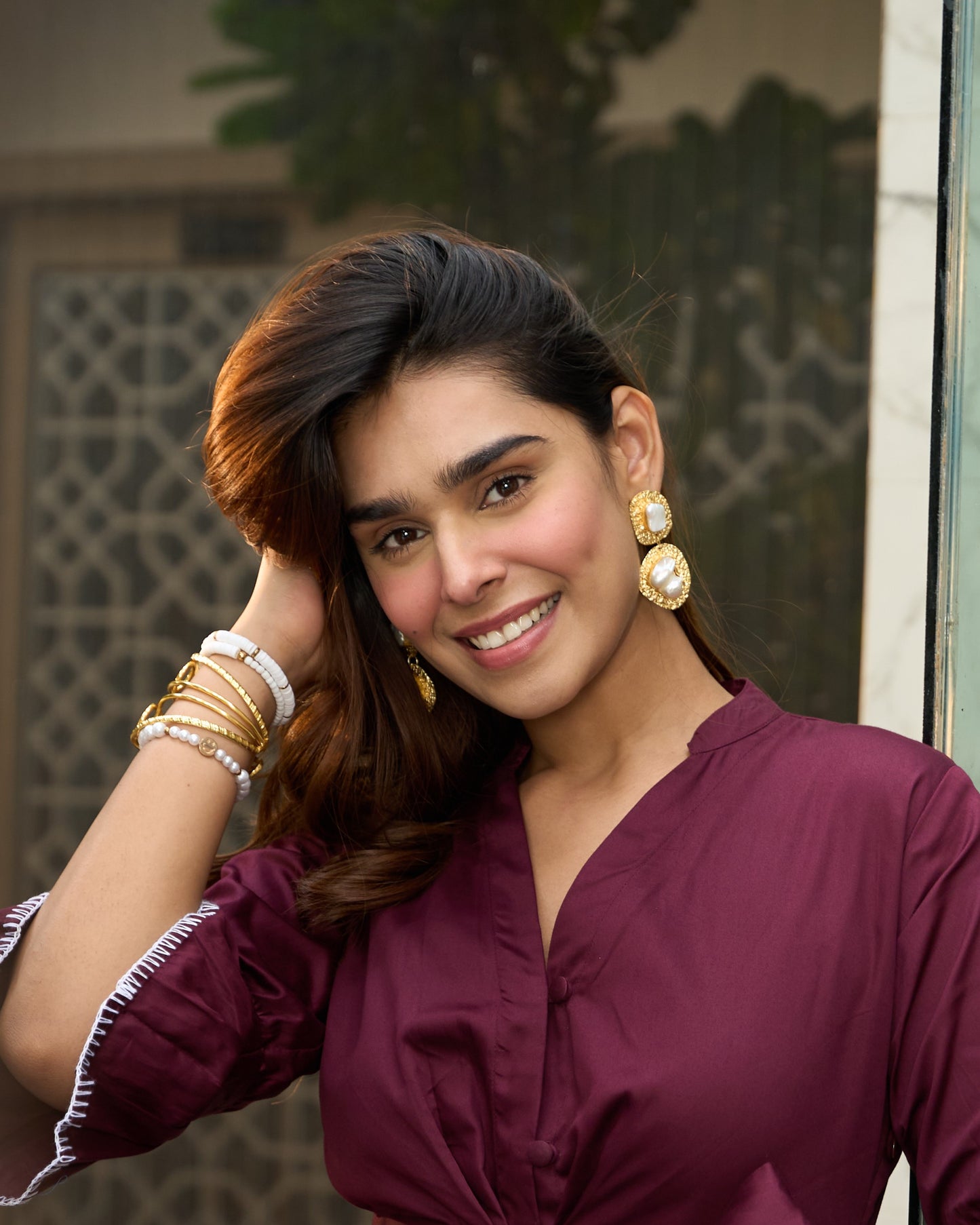 Kalyani white mother of pearls earrings