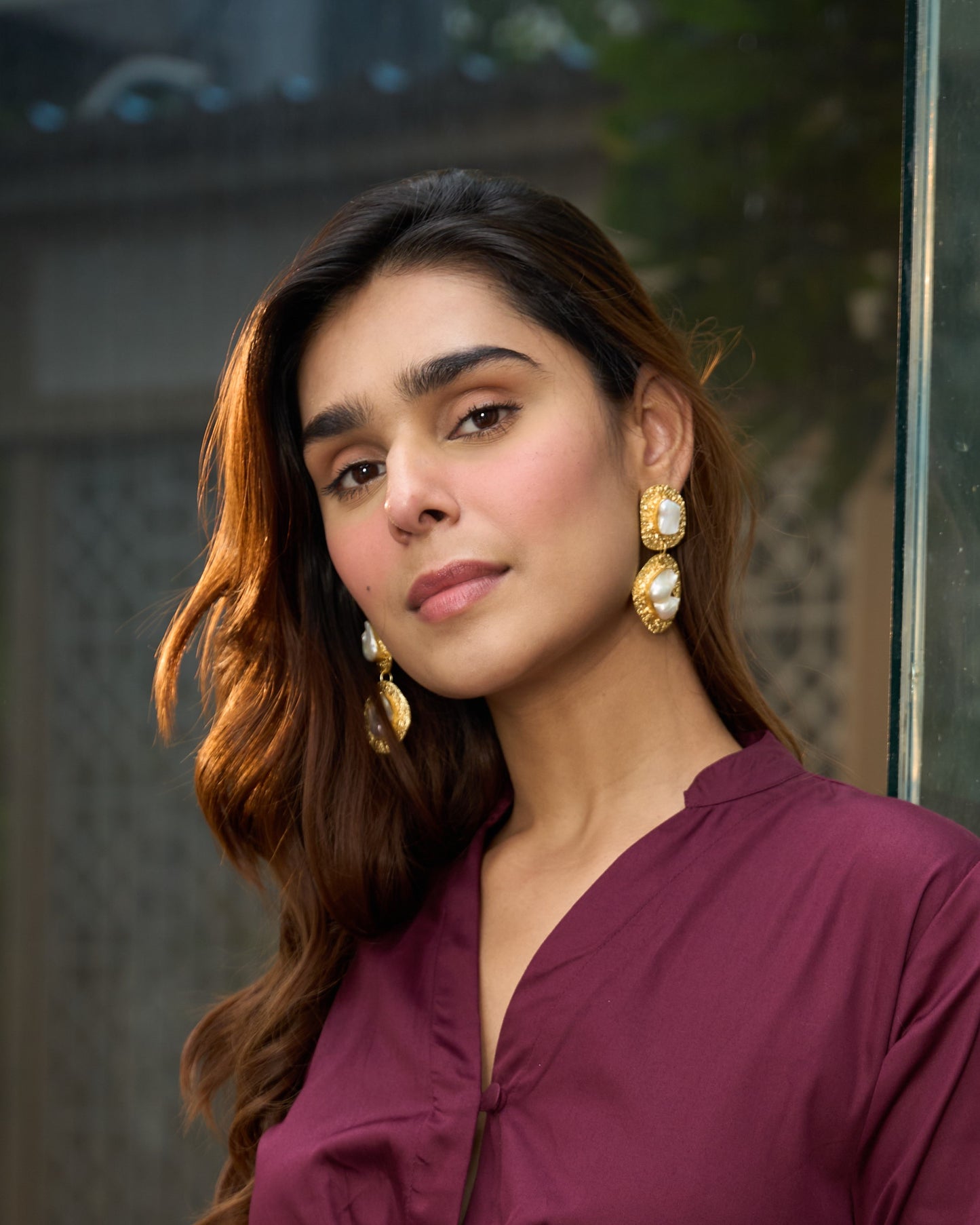 Kalyani white mother of pearls earrings