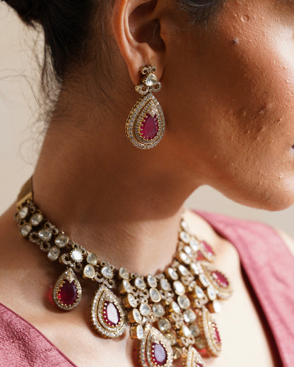 Gulbahar Ruby Drop Choker