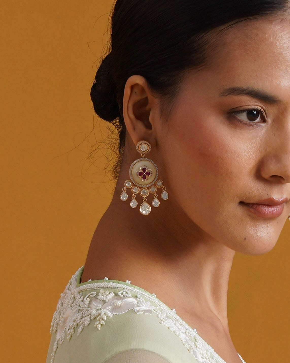Sumukh Offwhite Dreamer Ruby Earring