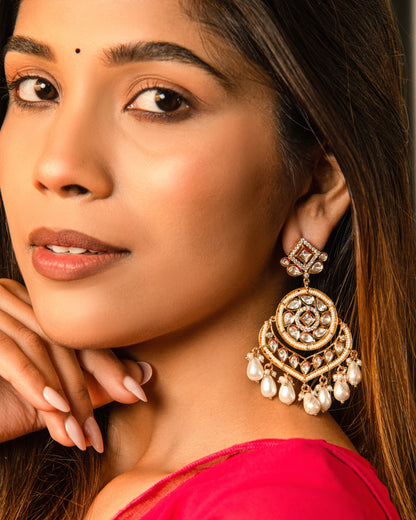 Rohini Moonlit Polki Gold Earrings