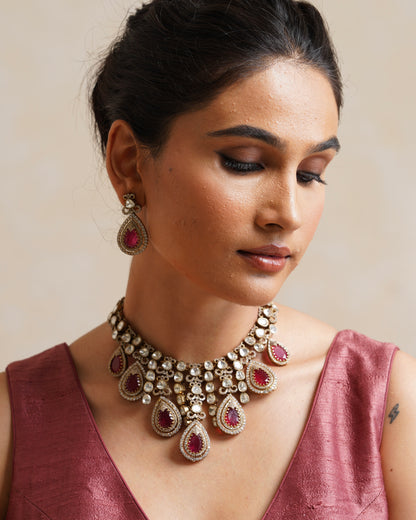 Gulbahar Ruby Drop Choker