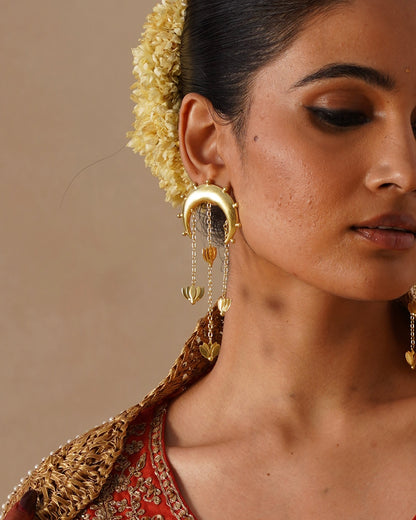 Chaand kamal dangling gold earrings