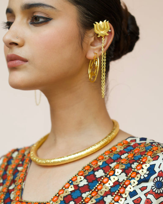 Phillaur gold handcrafted floral brass hasli
