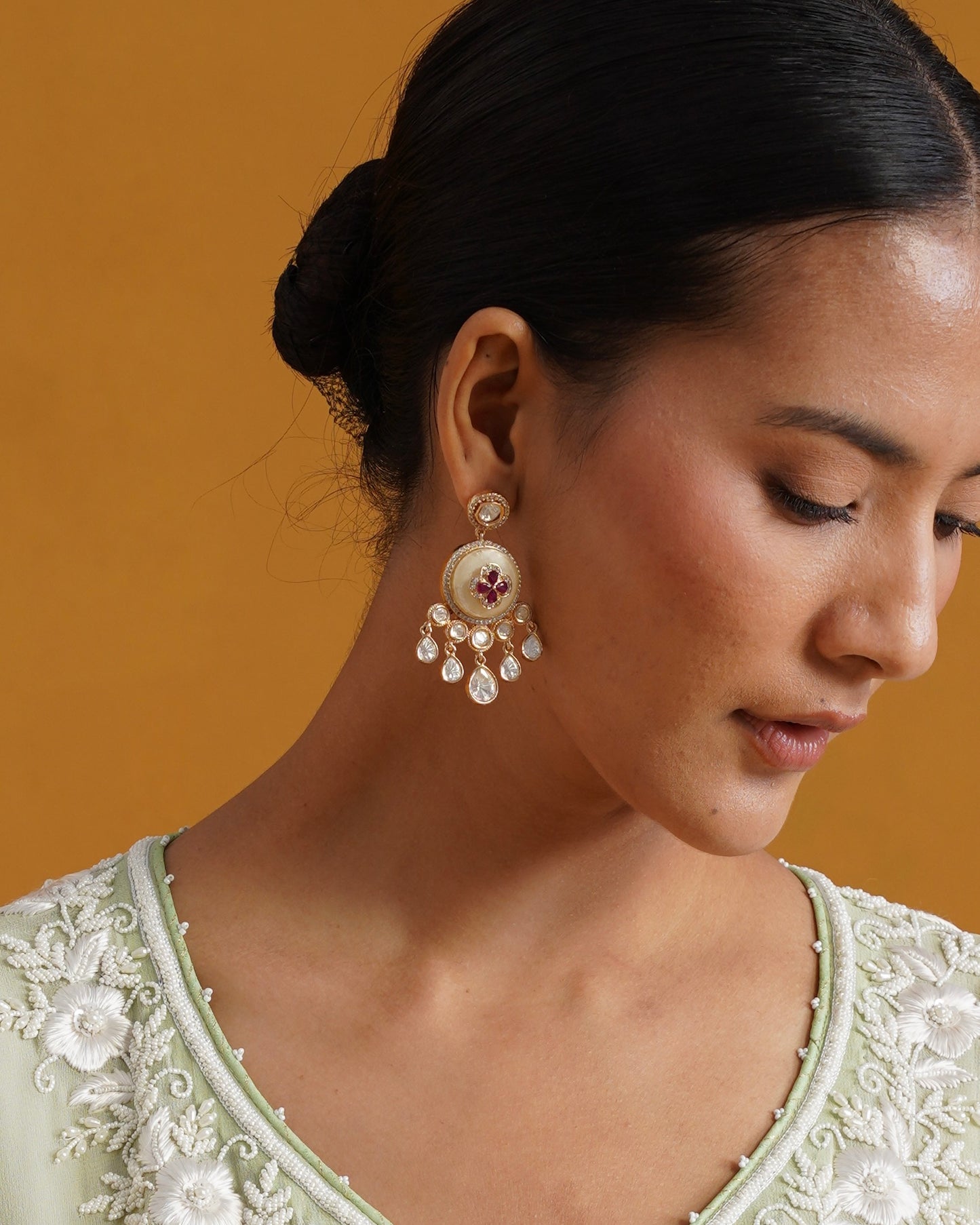 Sumukh Offwhite Dreamer Ruby Earring