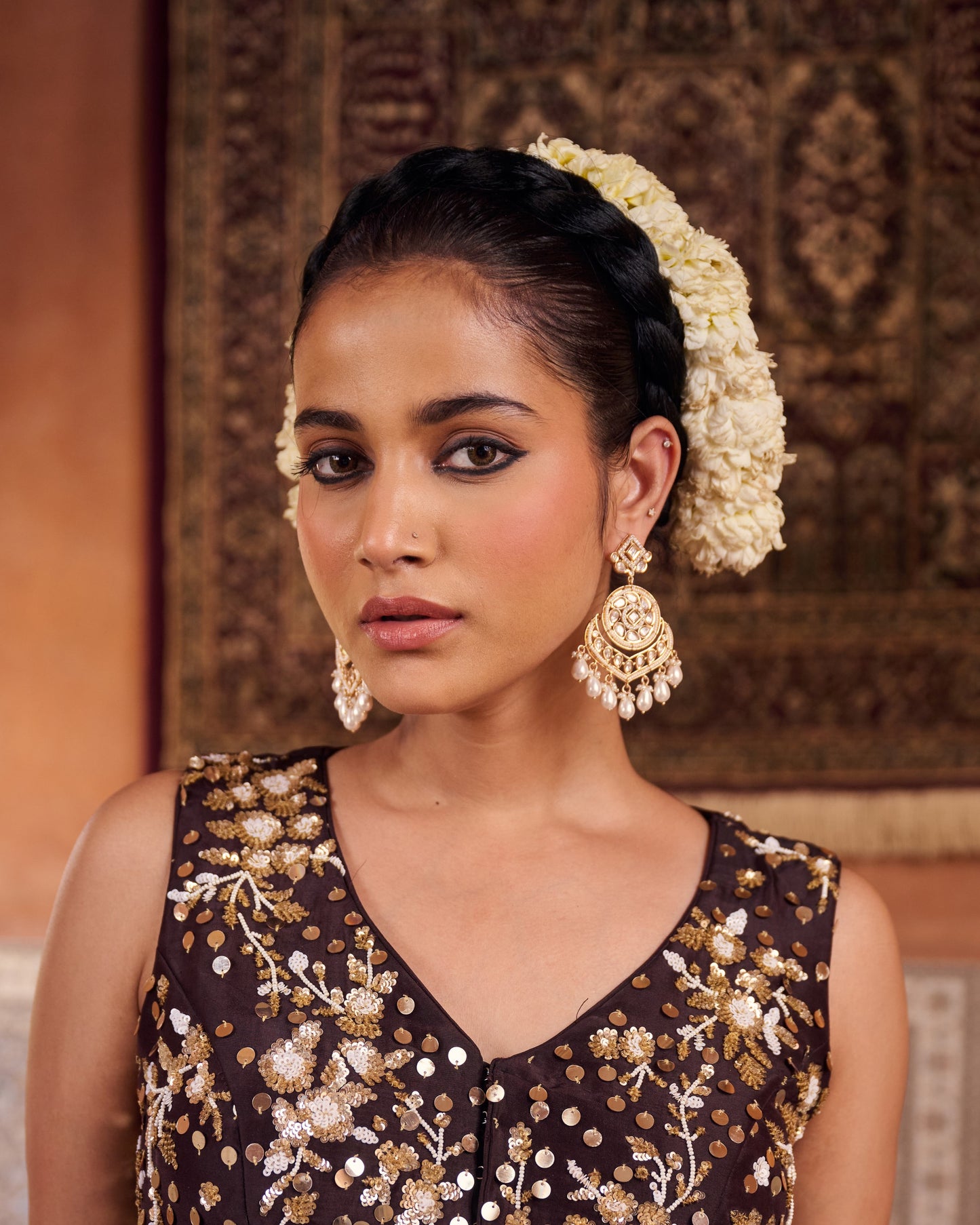 Rohini Moonlit Polki Gold Earrings
