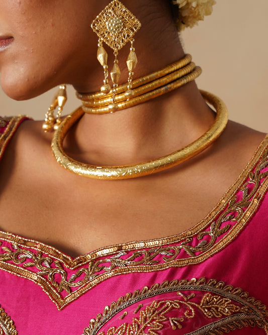 Phillaur gold handcrafted floral brass hasli