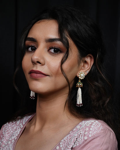 Malasa red onyx pearl drop earrings