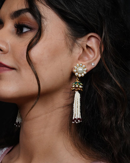 Malasa red onyx pearl drop earrings