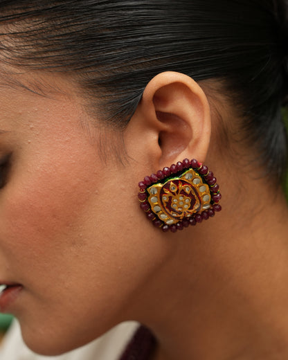 Kumudini Ruby Onyx Pearl Meenakari Kundan Necklace