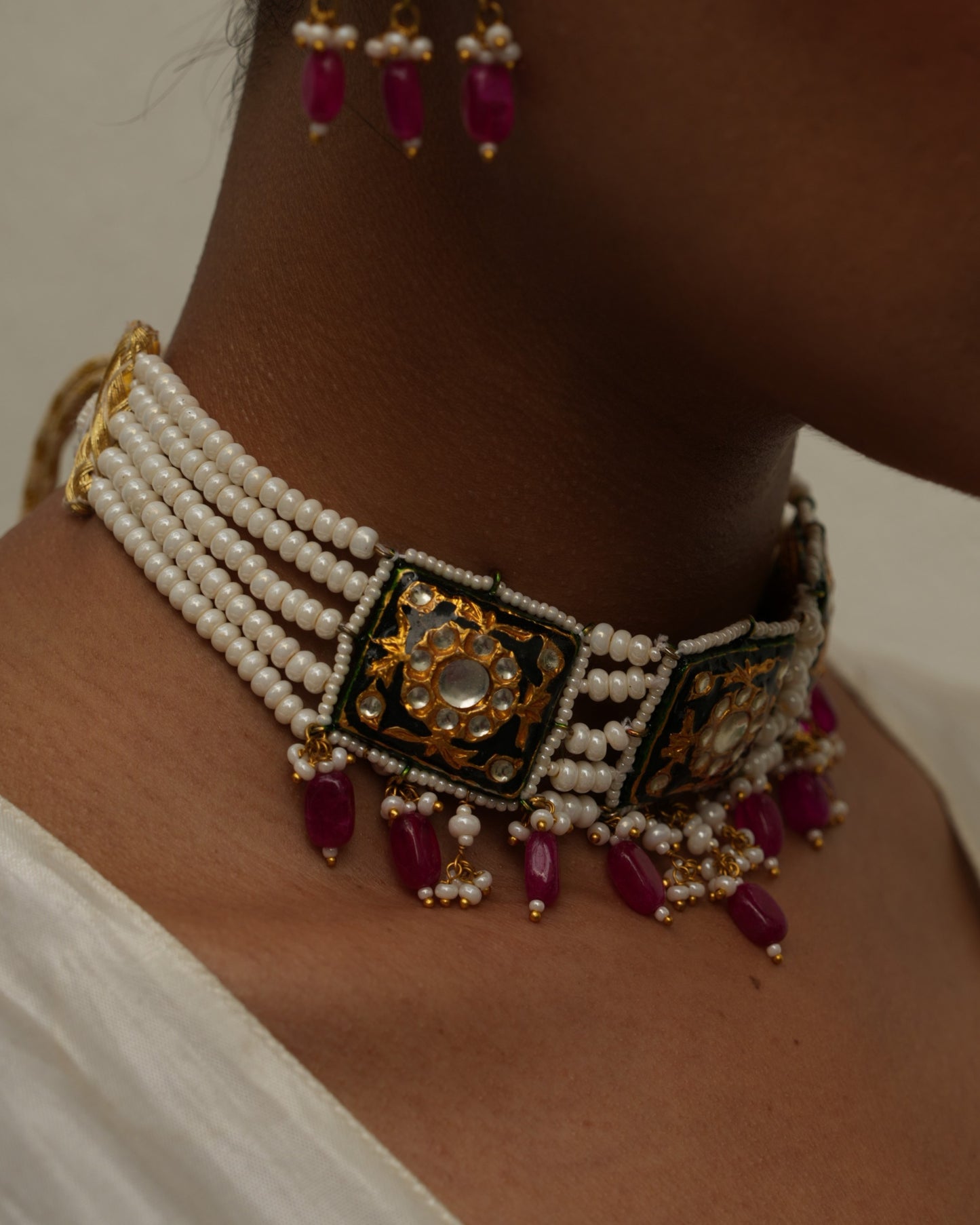 Rajwada black meenakari choker set