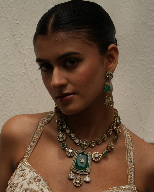 Padmavati Emerald Layered Polki Necklace