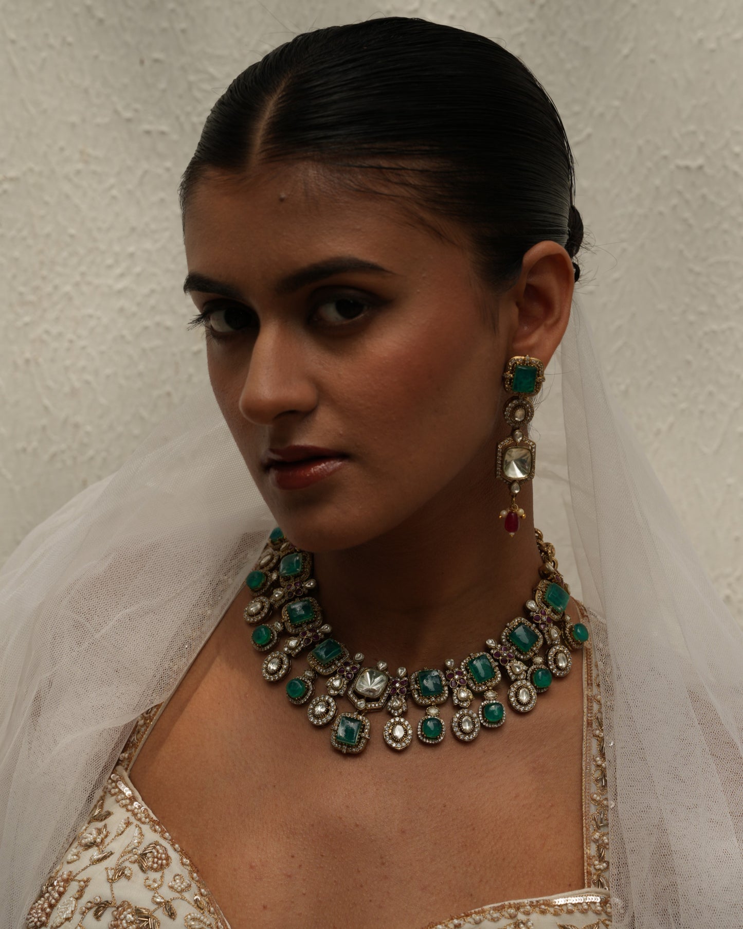 Kumudini Emerald Polki Necklace