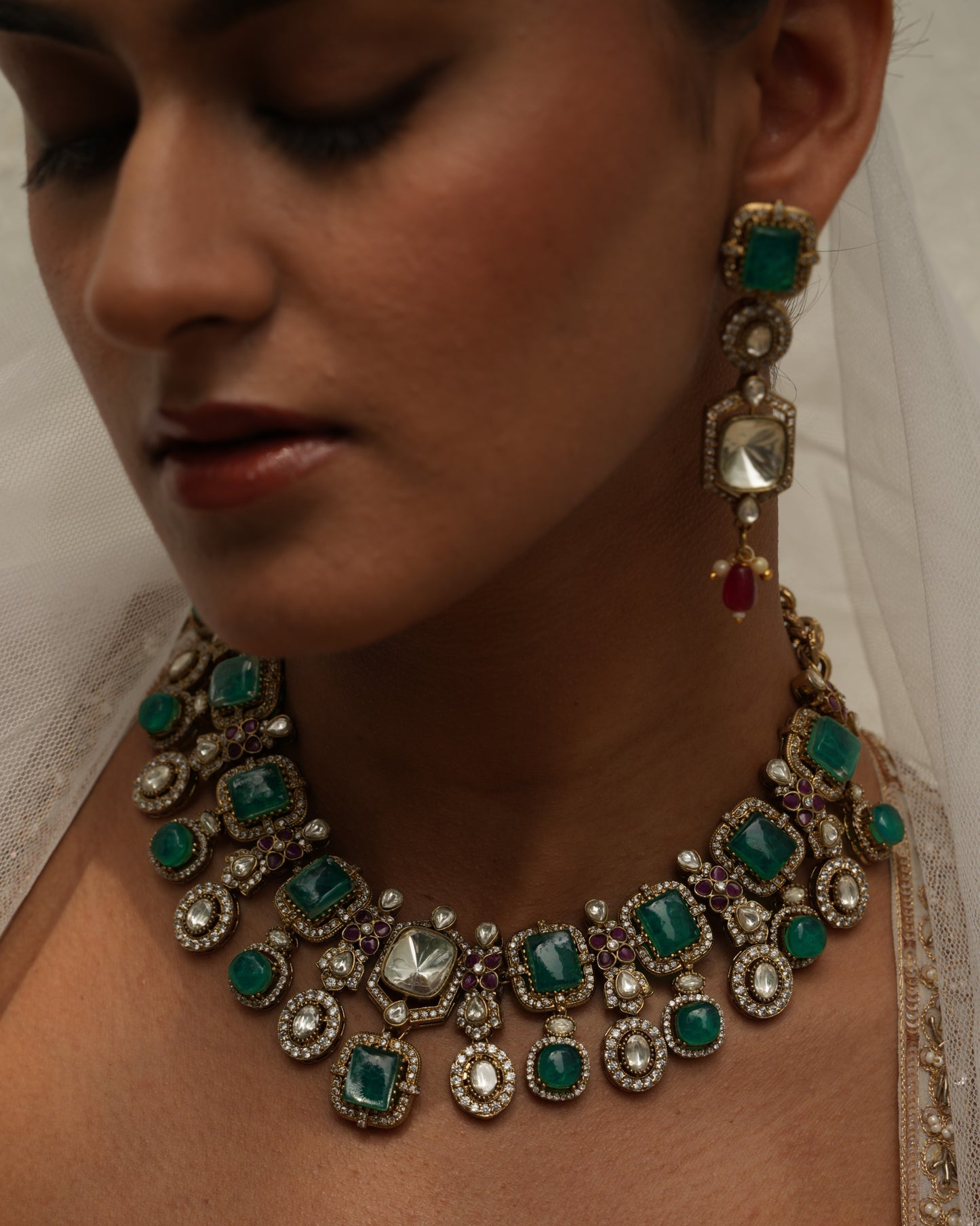 Kumudini Emerald Polki Necklace