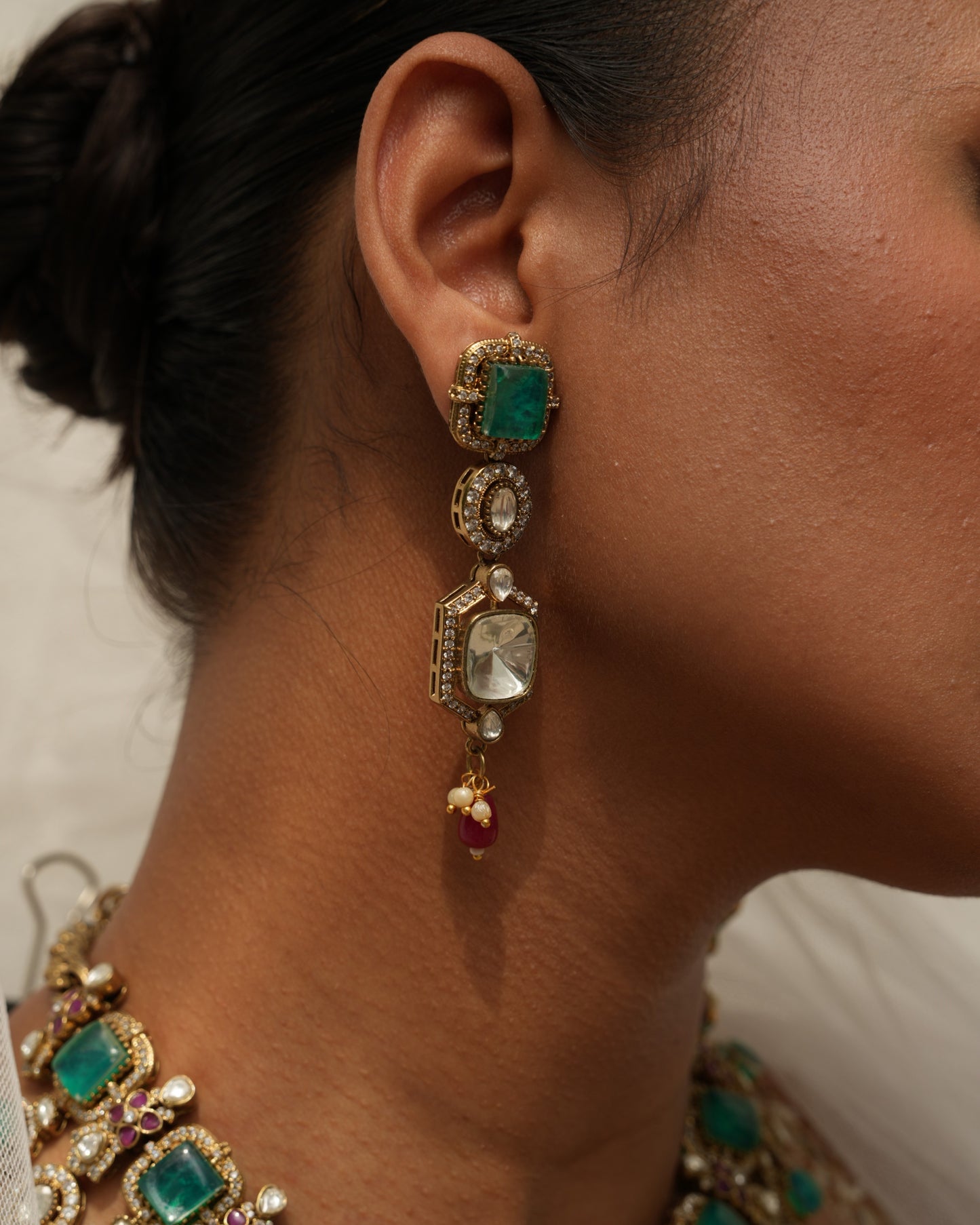 Kumudini Emerald Polki Necklace