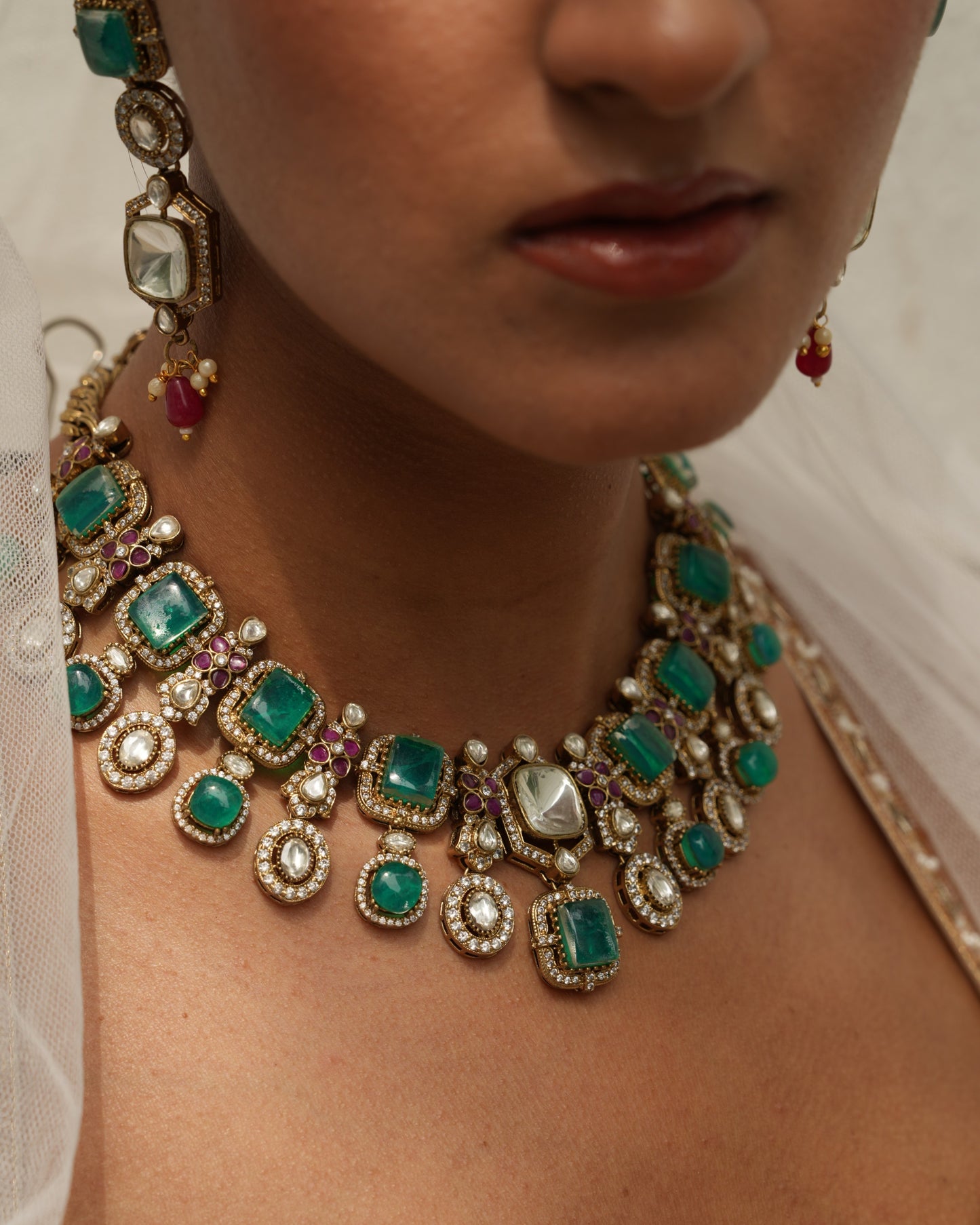 Kumudini Emerald Polki Necklace