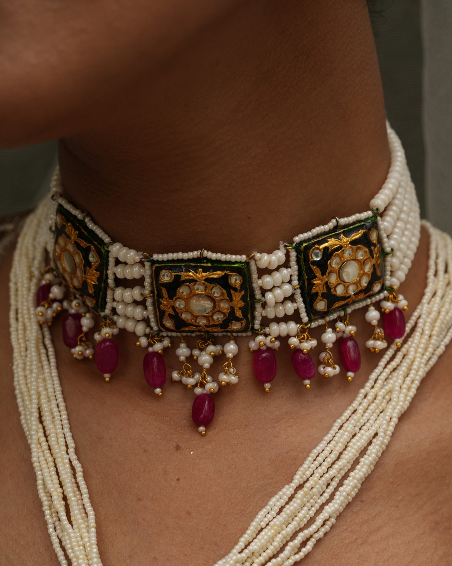 Rajwada black meenakari choker set