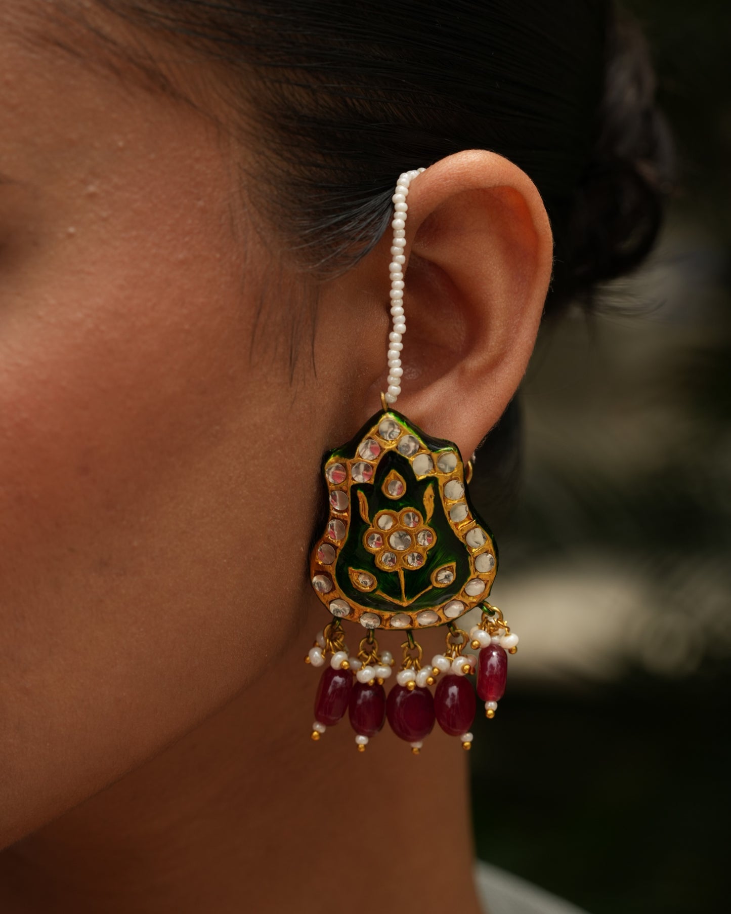 Dhaal emerald meenakari jadau earrings