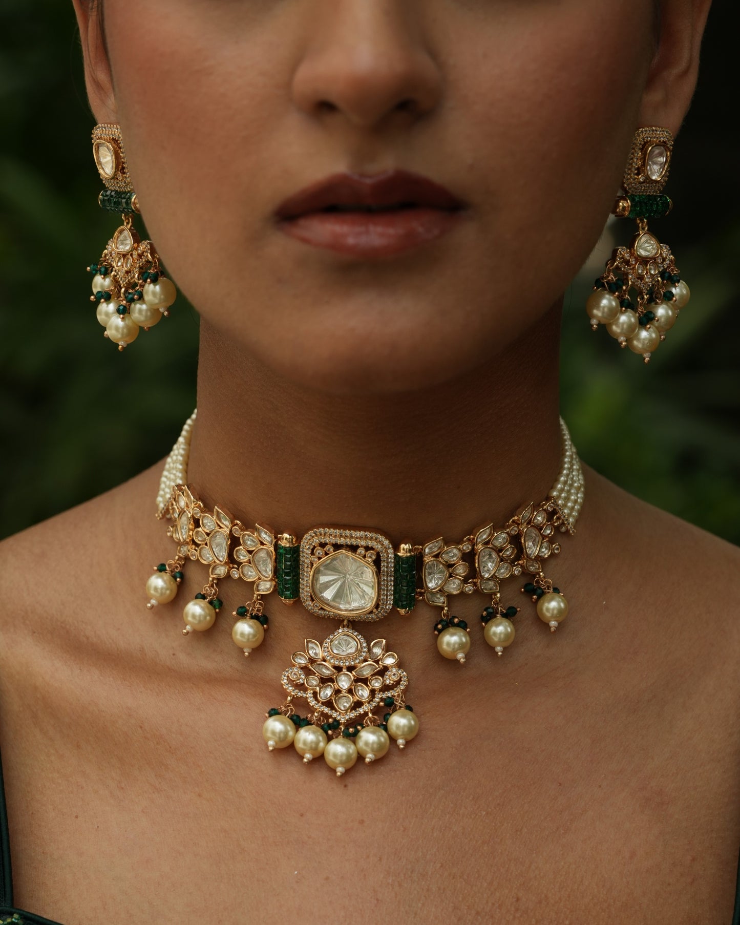 Tarangini Emerald Polki Choker Necklace