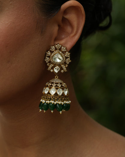 Ambika Emerald Stones Victorian Jhumka