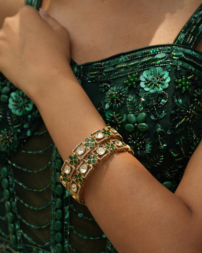 Rani green polki royal bangles