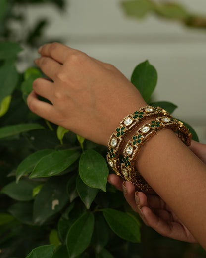 Rani green polki royal bangles