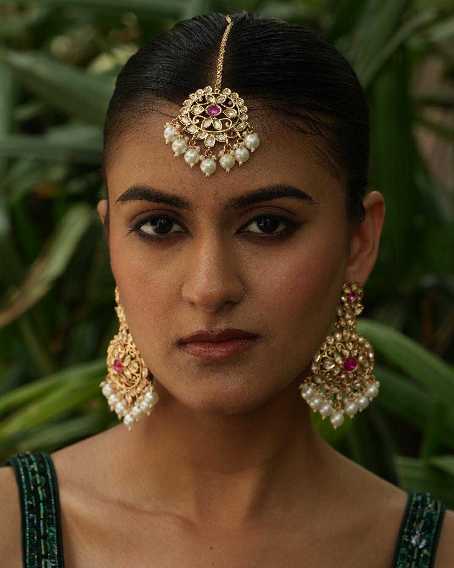 Sundari Jadau Polki Tikka Earrings Set