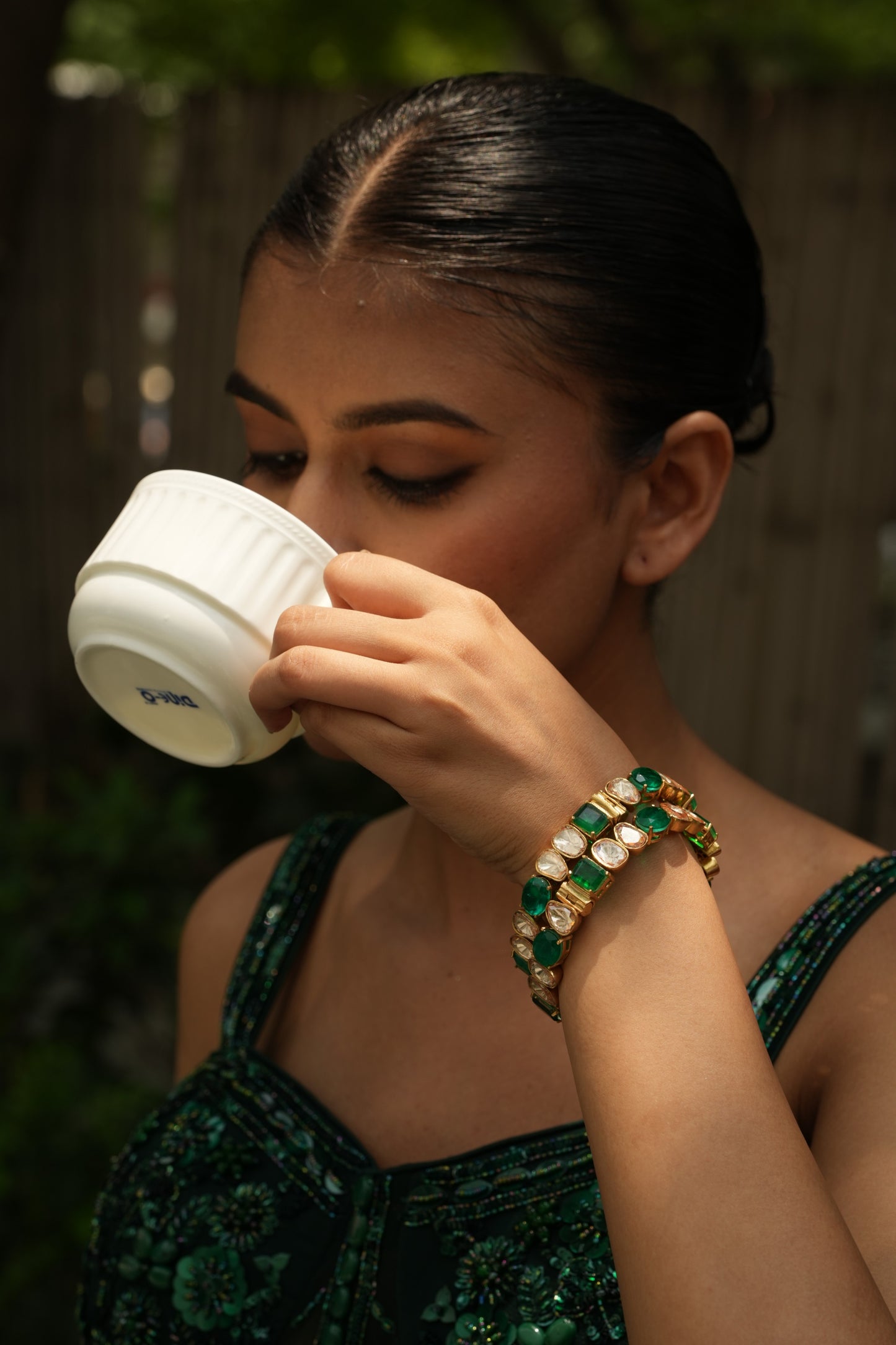 Jodha emerald polki heritage bangles