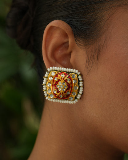 Kumudini white pearl meenakari kundan necklace set