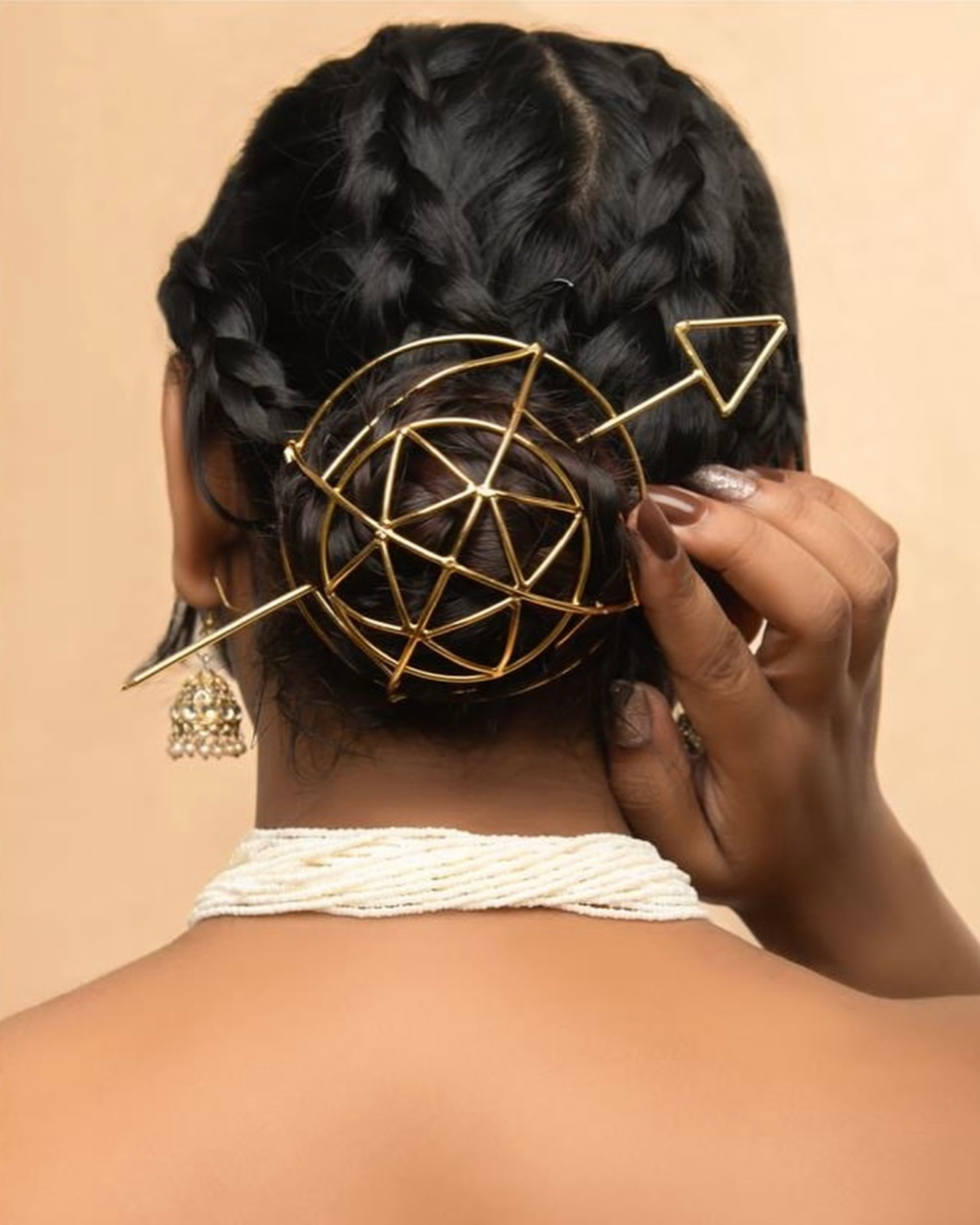 Nissa gold brass hair bun web set