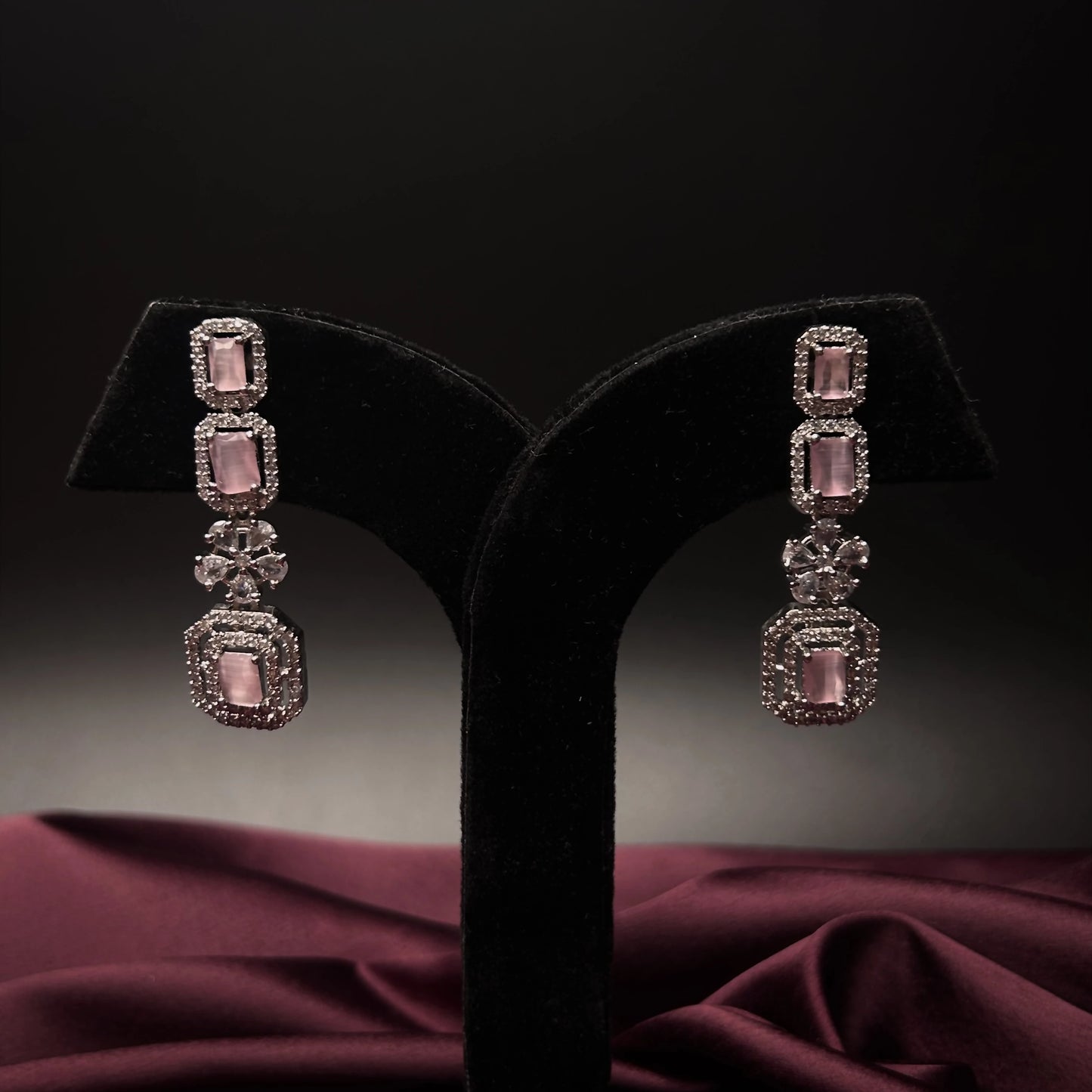 Amaltas Blush Pink American Diamond earrings with Starling Stone