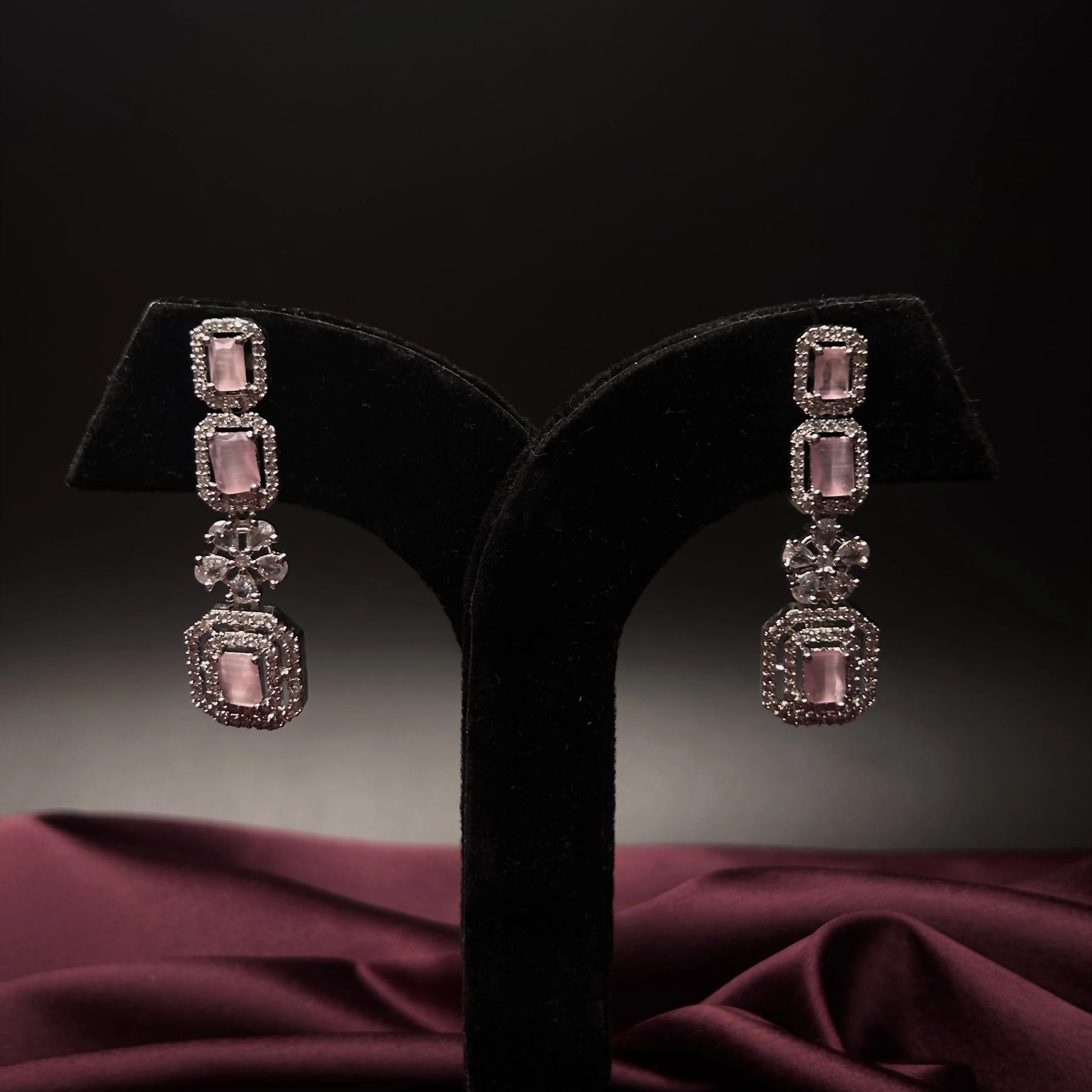 Amaltas Blush Pink American Diamond earrings with Starling Stone