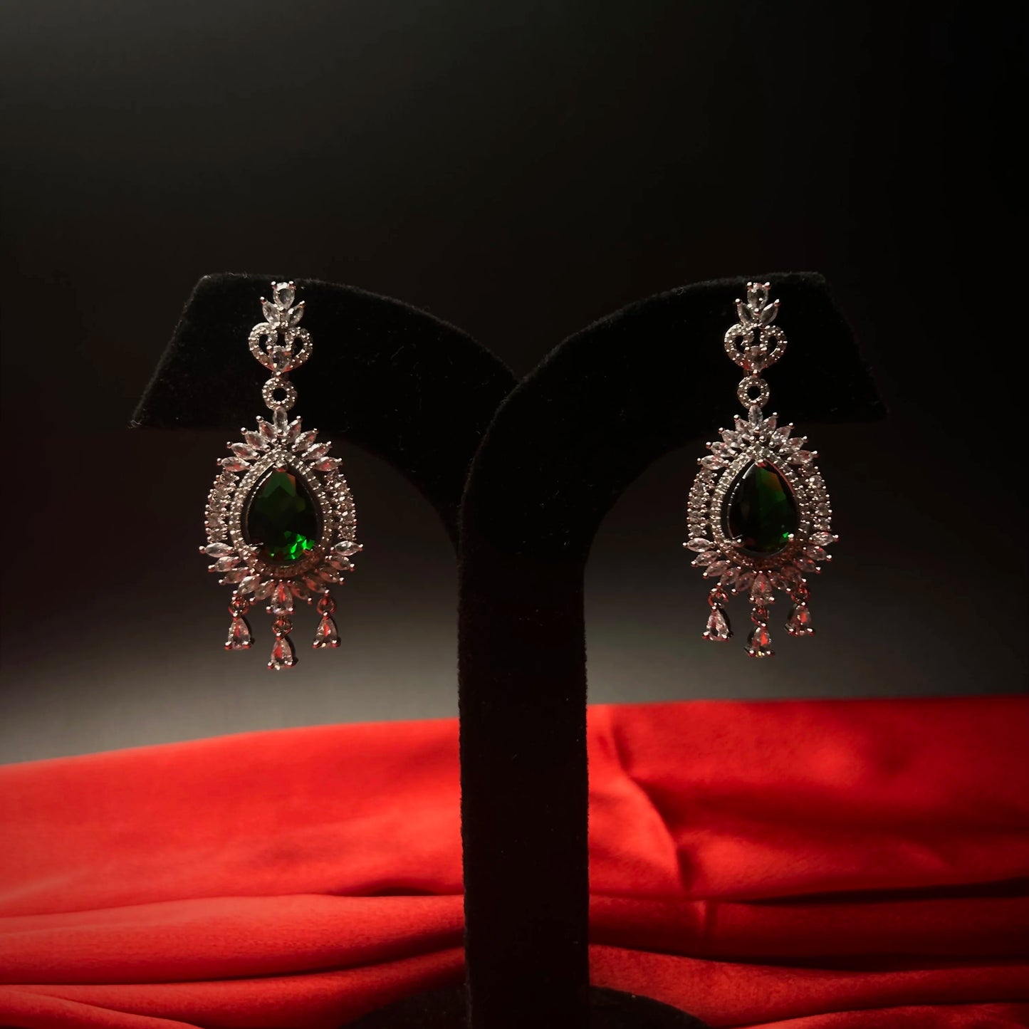 Paakhi Emerald Green American Diamond Necklace Set with Starling Stone