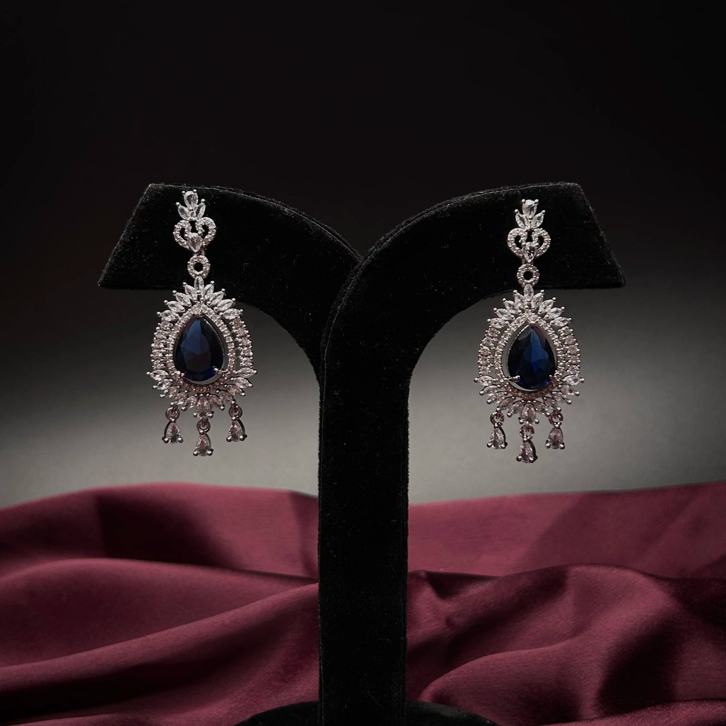 Paakhi Sapphire Blue American Diamond Necklace Set with Starling Stone