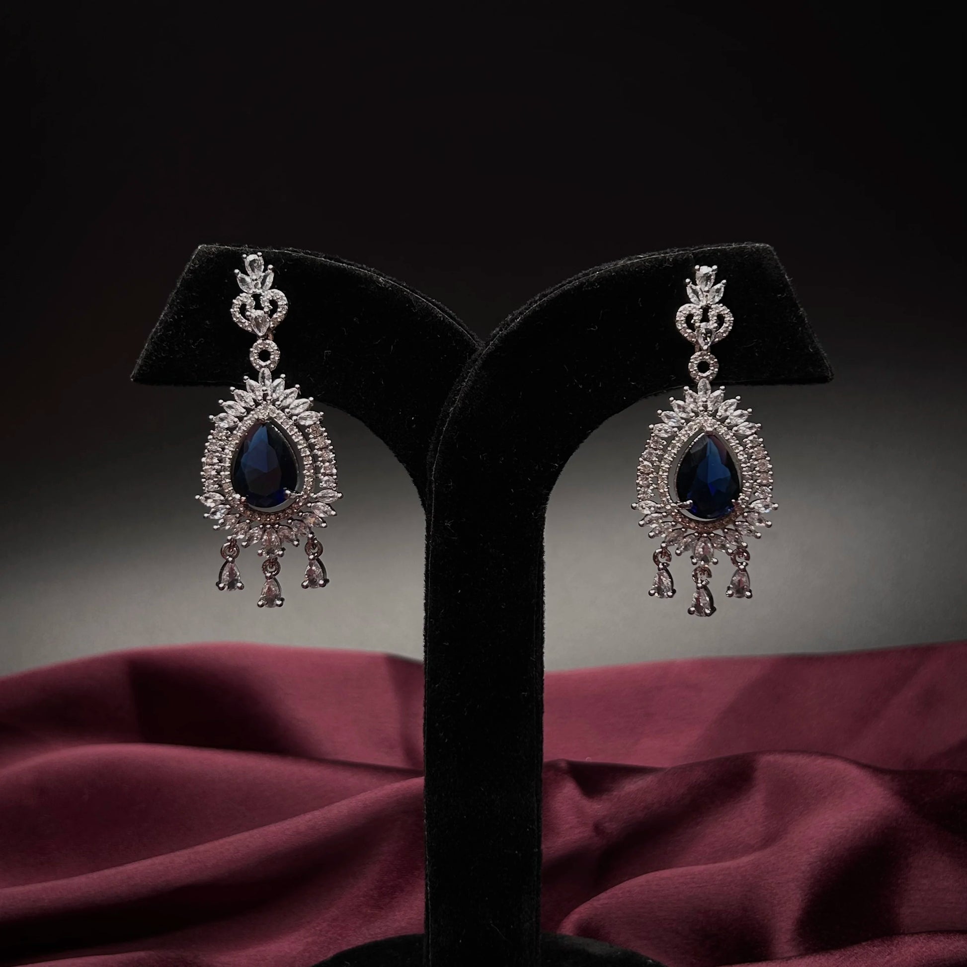 Paakhi Sapphire Blue American Diamond Necklace Set with Starling Stone