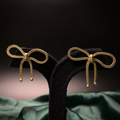 Amy Bow Gold Brass Earrings