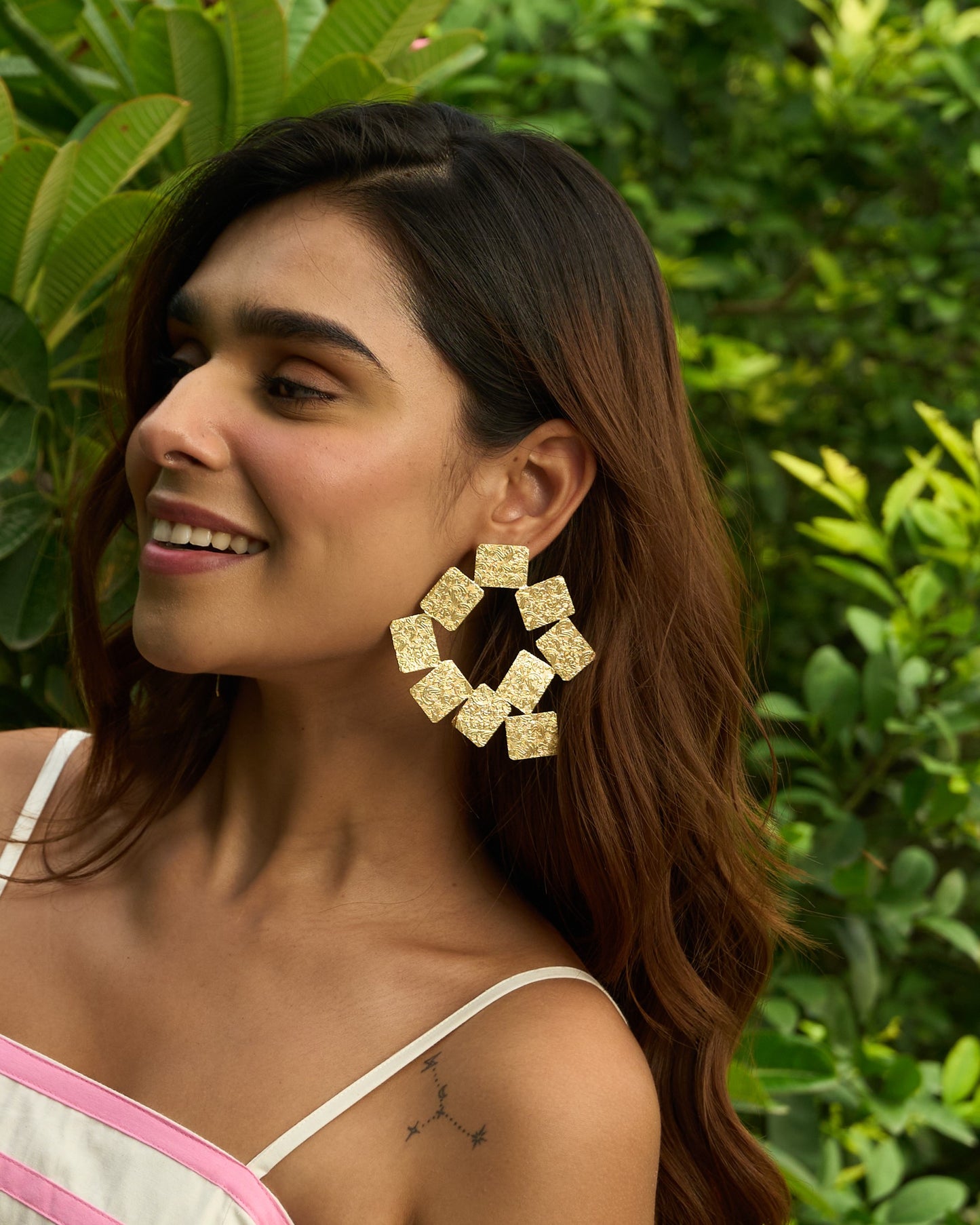 Prism gold handcrafted Hoops