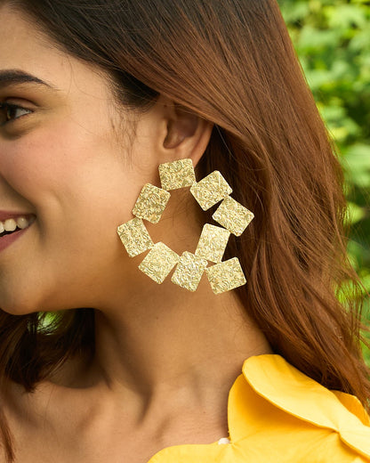 Prism gold handcrafted Hoops